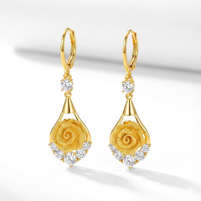 2 PAARE 💎 Golden Rose Drop