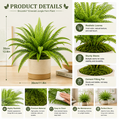 Bnczoklv® Emerald Jungle Fern Plant