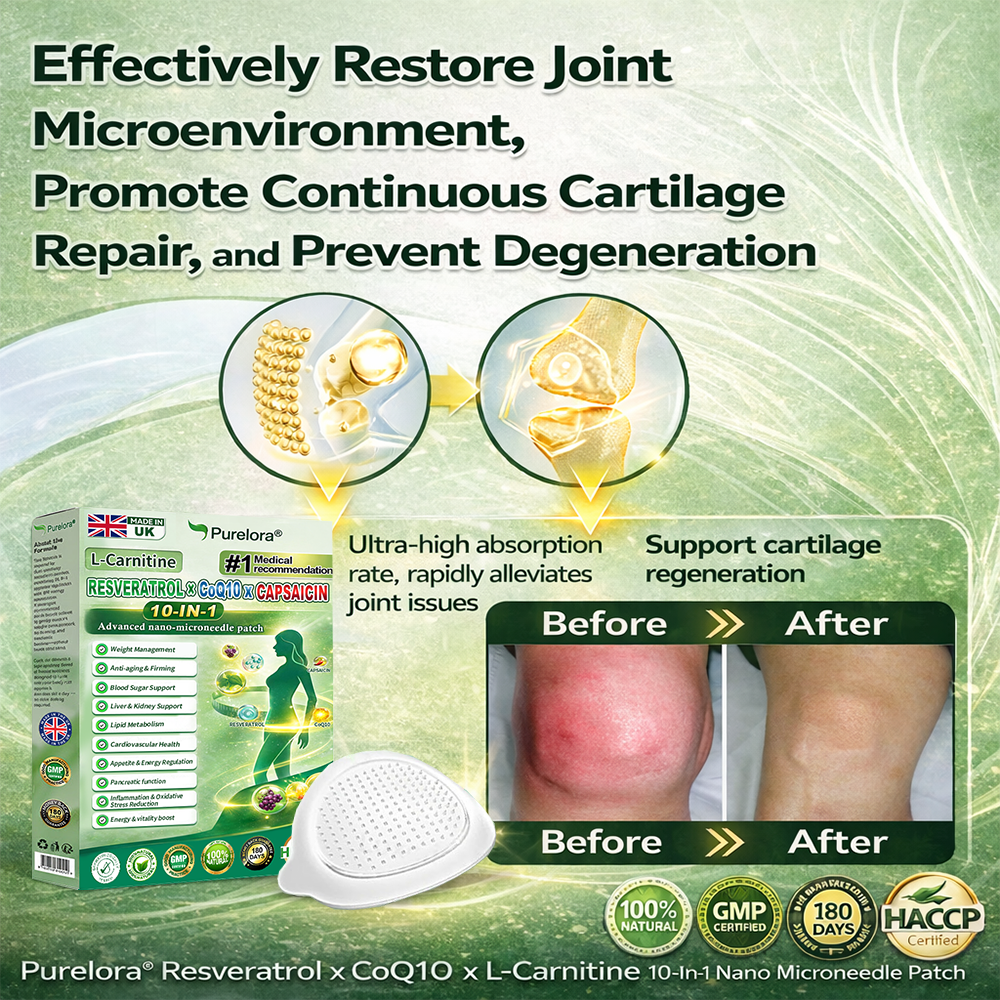 🔥New arrivals: 80% off | Purelora® L-Carnitine Resveratrol × CoQ10 × CAPSAICIN 10-in-1 Nano Microneedle Patch (Just once daily, visible changes in 7 days) ✅ Supports weight management, skin firmness, energy metabolism, cardiovascular health, fat burning
