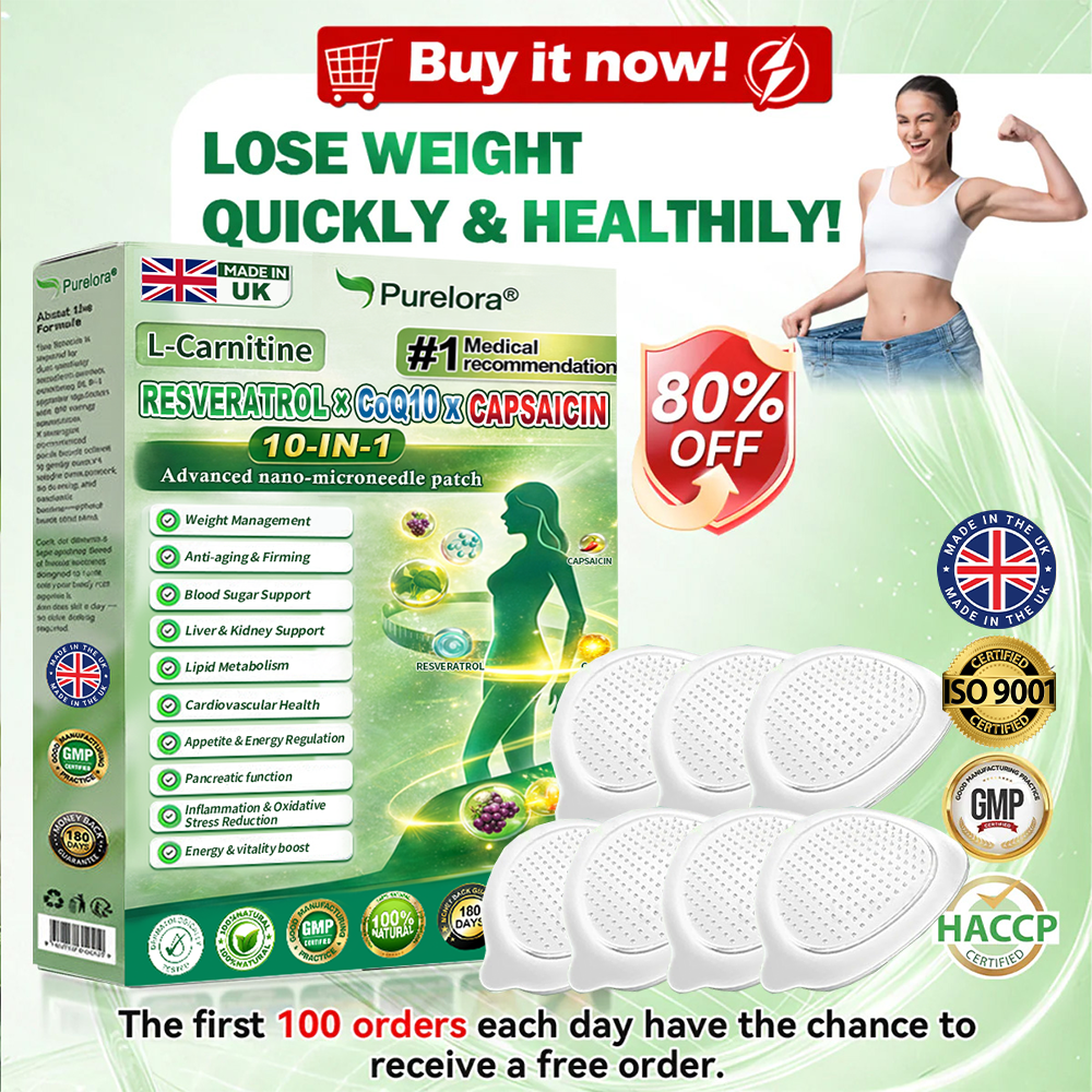 🔥New arrivals: 80% off | Purelora® L-Carnitine Resveratrol × CoQ10 × CAPSAICIN 10-in-1 Nano Microneedle Patch (Just once daily, visible changes in 7 days) ✅ Supports weight management, skin firmness, energy metabolism, cardiovascular health, fat burning