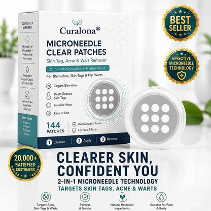 🔥 LAST DAY SALE-80% OFF ✨ Curalona®2-in-1 Microneedle & Hydrocolloid Patch🍀| Removes Raised Moles, Acne, Flat Warts & Skin Tags | Helps Improve Wrinkles, Scars & Blemishes | Invisible Patches for Face & Body