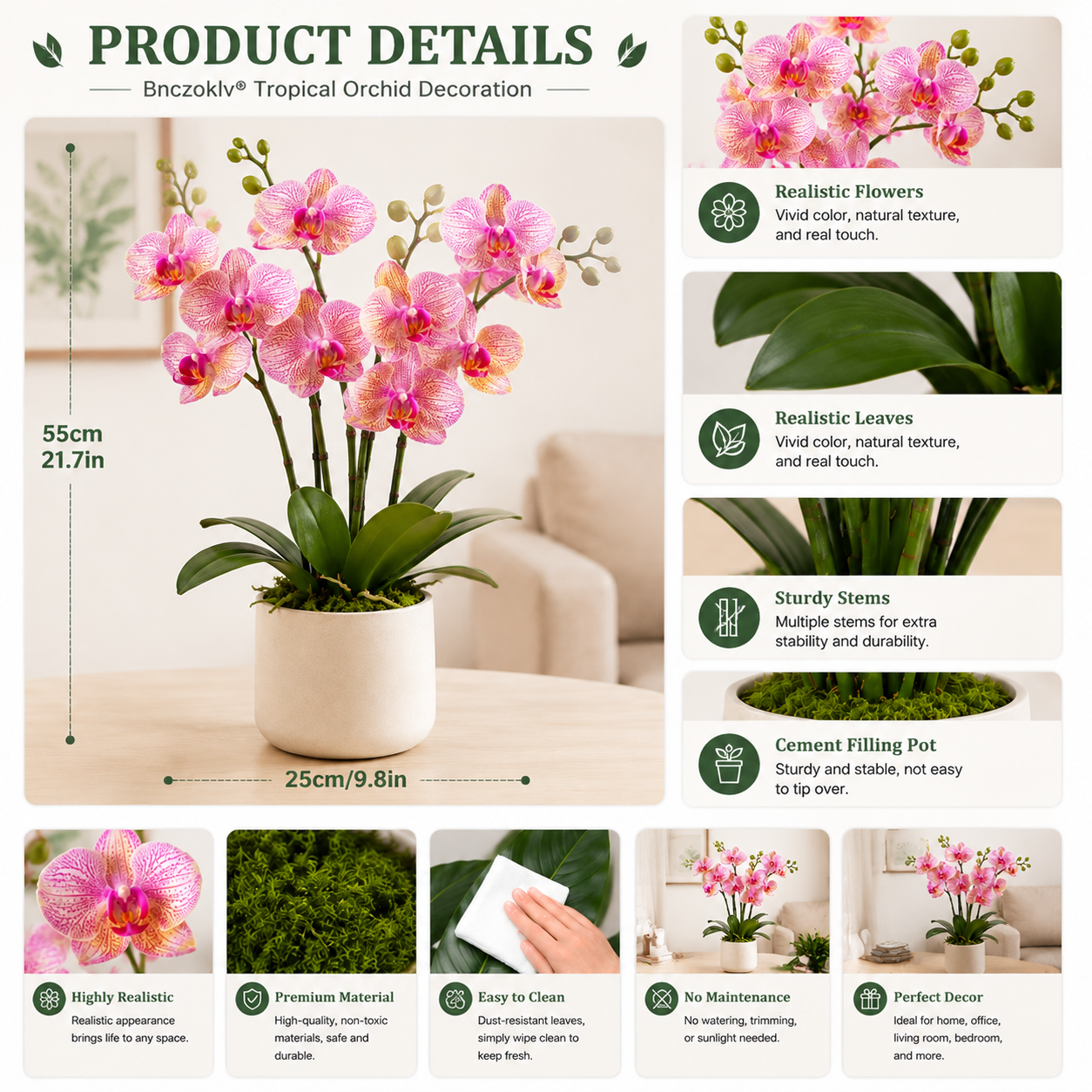 Bnczoklv® Tropical Orchid Decoration